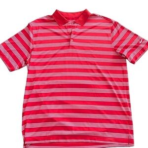 Mens Nike Golf polo red and white stripe L